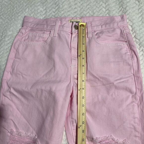L'Agence Enya Pink High Rise Cropped Slim Distressed Jeans Size 25 - Picture 4 of 8